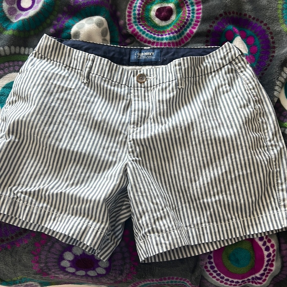 old navy blue and white strips, size 2